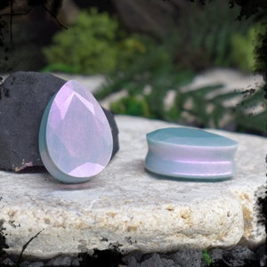 Resin Faceted Teardrop Ear Tunnels 10-25mm | Pair | Ear Plugs | Gauge Earrings | Gauged Plugs | Ear Expander | Ear Stretching Body Jewelry