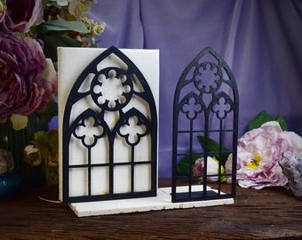 Gothic Cathedral Window Bookend -Unique 3D Printed Gothic Home Decor, Unique Book Stand, Library Decor