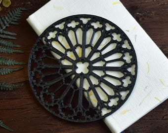 Unique 3D Printed Gothic Window Coasters - Gothic Rosette Cathedral Coasters, Perfect Goth Home Decor Gift