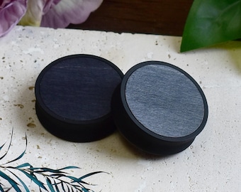 Ear Tunnels 10-100mm with Wood Inlay | Ebony Color | Natural, Organic Style | Ear Gauges | Ear Plugs | 3D Print | MADE TO ORDER