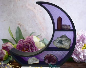 Estantería de Luna Creciente de 3 Niveles | Organizador de Cristales | Decoración de Bruja | Estante para Altar Pagano | Regalo Espiritual