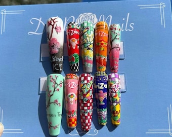 Arizona Tea XL Length Press On Nails