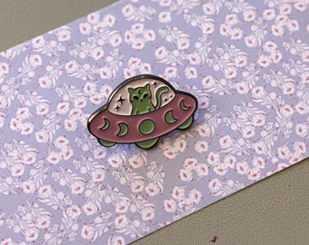 UFO Cat Enamel Pin | Alien Kitty Lapel Pin