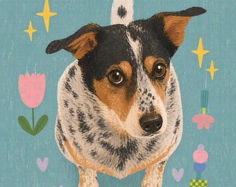 Ilustración personalizada de retrato de mascota, arte de mascotas en tonos pastel con un toque de fantasía, dibujo personalizado de mascota, retrato moderno y acogedor de mascota (descarga digital).