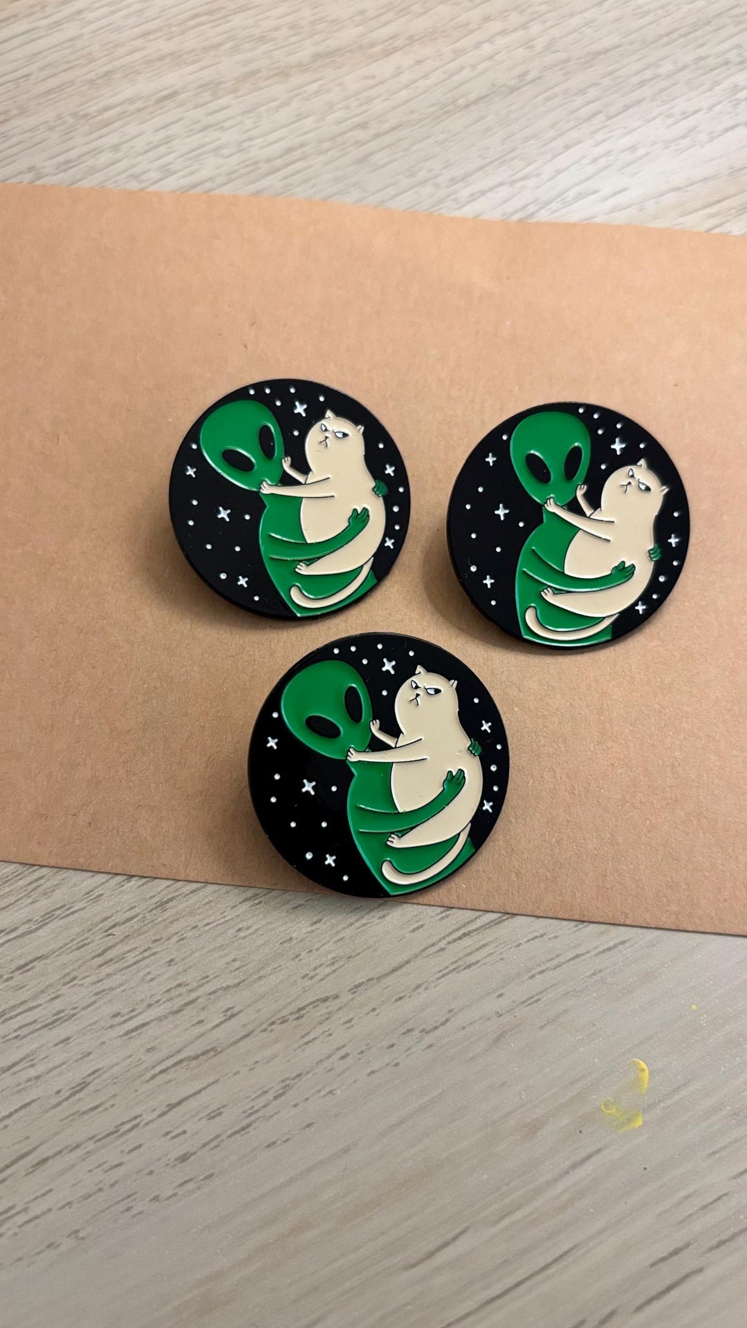 Alien and Cat Pin | Cute Alien Cat Enamel Pin for Backpack, Jacket ...