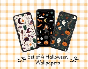Fondos de pantalla de Halloween espeluznantes para iPhone y Android (4 unidades) (Descarga digital)