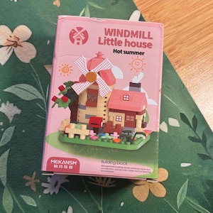 Windmill Cottage Micro Building Blocks – DIY Tiny House Model, Cottagecore Decor Desk Display
