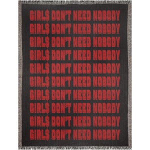 Girls Dont Need Nobody Woven Blanket - Dom Dolla Inspired EDM Blanket, Festival Throw, Rave Merch, Cozy Cotton Blanket, House Music Decor image 1