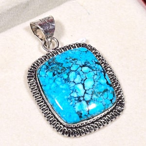 NATURAL Turquoise Silver Pendant, Handmade Vintage Pendant Jewelry, 925 Sterling Silver Pendant, Designer Turquoise Pendant For Necklace .