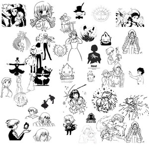 Collection de films d'anime mignon Howl's Moving Castle PNG + 16 fichiers surprise