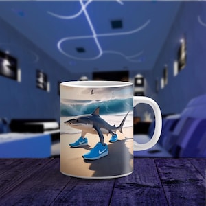 Tralalero Tralala - Fun Shark Ceramic Mug, TikTok Viral Meme Trend, Italian Brainrot Animals, Beach Vibe, Gift for Gen Z, Coffee Mug