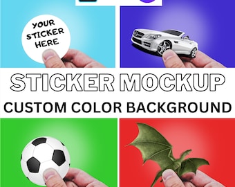 Male Hand Sticker Mockup, Custom Color Background, Canva, Photoshop PSD, Smart Object, White Hand, Caucasian Hand, Fingers Holding Sticker