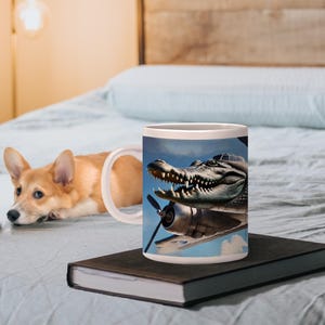 Bombardiro Crocodilo - Fun Crocodile Ceramic Mug, TikTok Viral Meme Trend, Italian Brainrot Animals, Beach Vibe, Gift for Gen Z, Coffee Mug