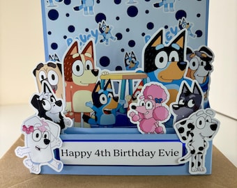 Biglietto di compleanno pop-up/3D personalizzato a tema cane FATTO A MANO