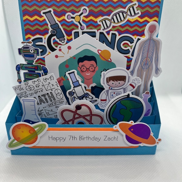 Science themed pop up card- personalised