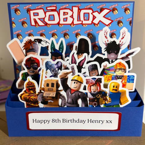 HANDMADE Personalised Roblox inspired pop up card