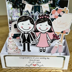 Biglietto pop-up per matrimonio personalizzato fatto a mano