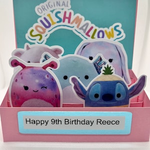 Squishmallows inspired personalised pop up card