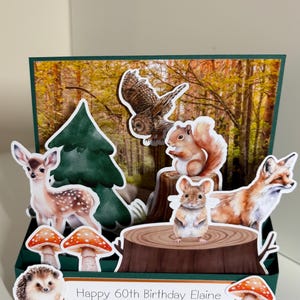 HANDMADE ‘Woodland’ themed pop up card- personalised if required.