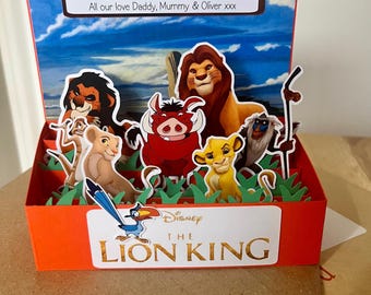 HANDMADE Personalised The Lion King inspired pop up card