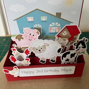 HANDMADE Personalised Farm yard themed pop up/ 3d birthday card