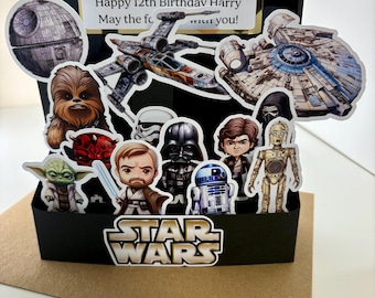 Carte pop-up personnalisée inspirée de Star Wars faite main