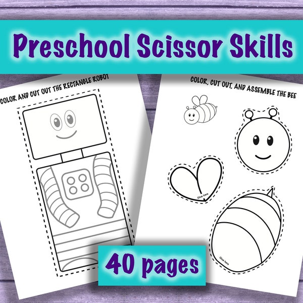 Preschool Scissor Skill Workbook Printables - 40 Page Download of Cutting Activities