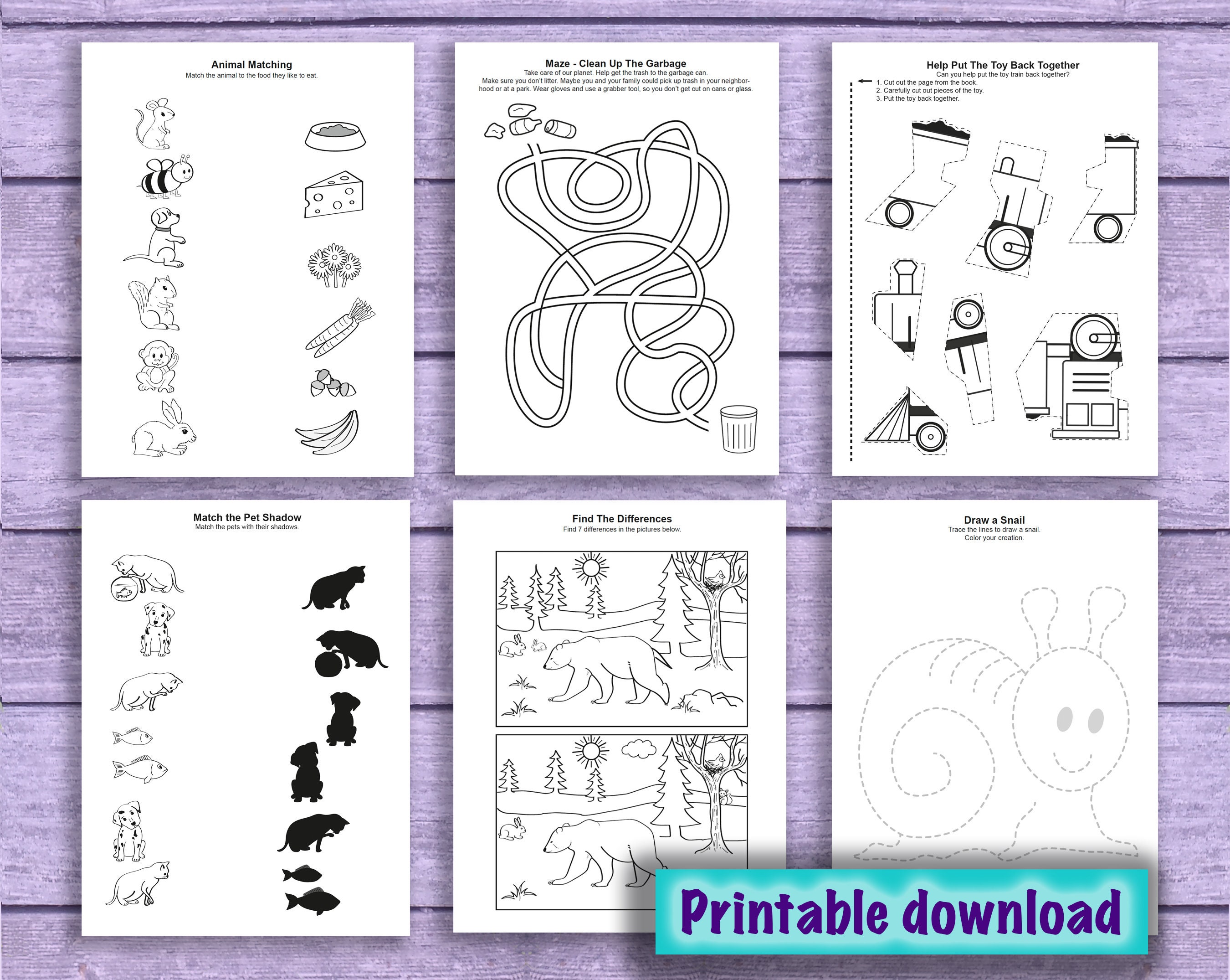 43 Activity Pages for Ages 4-6 - With Find the Difference, Hidden ...