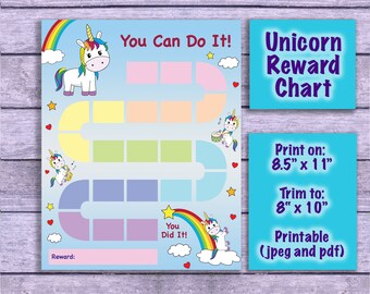 Unicorn Reward Chart | Instant Download Sticker Chart | Toddler Chore Chart  | Printable Unicorn Kids Behavior Chart