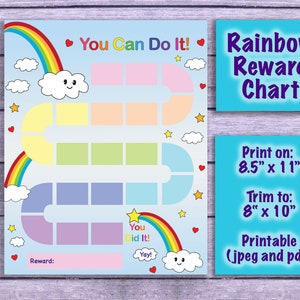 Rainbow Reward Chart for Girls & Boys | Instant Download Sticker Chart | Toddler Chore Chart  | Printable Kids Behavior Chart