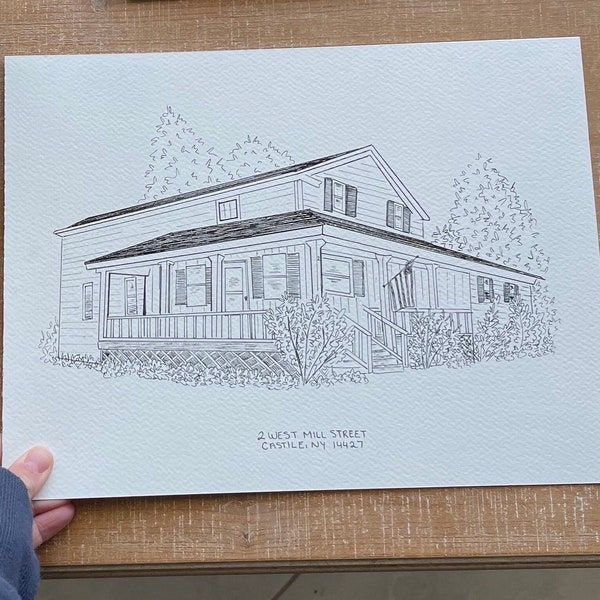 Custom House Sketch, Hand Drawn House Portrait, Custom house drawing from photo, House Sketch