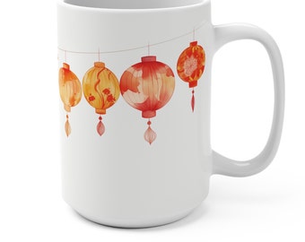 Chinese Lanterns 15oz Mug, Lunar New Year Gift, Chinese New Year, Year of the Dragon, Chinese Lanterns, Gift for Her, Gift for Him