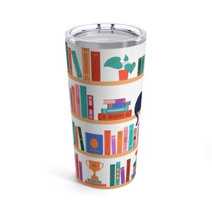 Bookshelf Library Insulated Travel Mug: Book Lover Gift (20 oz)