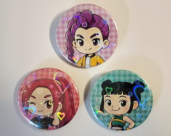 KDM: Huntrix Girls (Updated) | Medium Size (1.45" / 37 mm) | Button Pins & Magnets