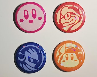Kirby and Friends | Medium Size (1.45" / 37 mm) | Button Pins & Magnets