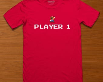 Retro Gaming: Player 1 (Mario) | 8-Bit Collection | Game Legacy T-Shirts