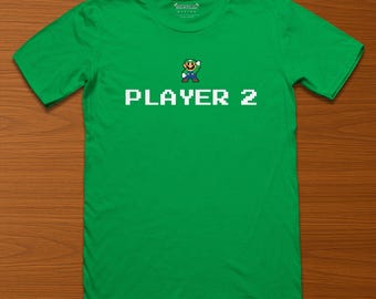 Retro Gaming: Player 2 (Luigi) | 8-Bit Collection | Game Legacy T-Shirts