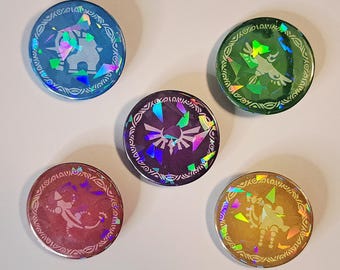 TLOZ: Divine Beasts (Updated) | Medium Size (1.45" / 37 mm) | Button Pins & Magnets