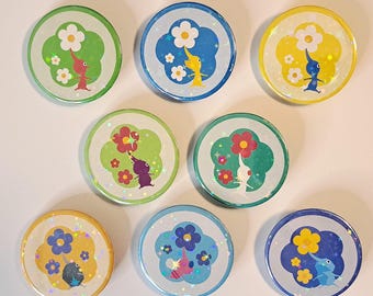 Pikmin Garden | Medium Size (1.45" / 37 mm) | Button Pins & Magnets