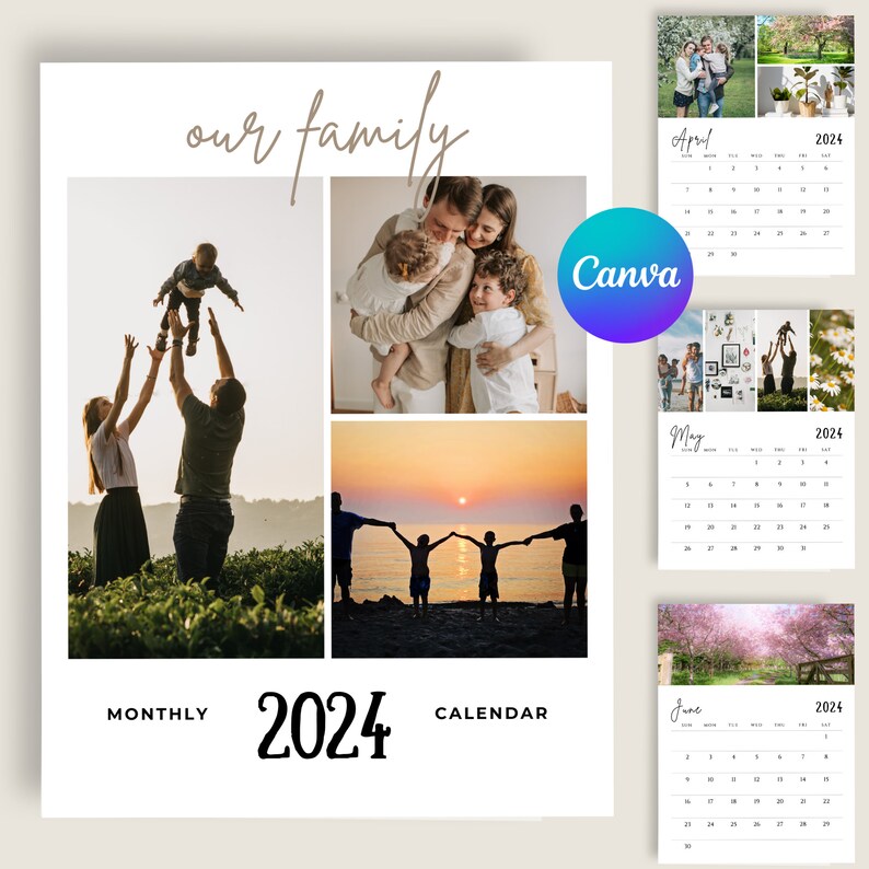 Fully Editable 2024 Calendar Canva Template, Ready to Print, Calendar