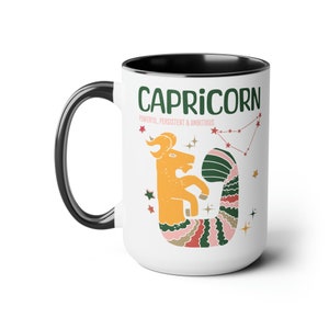 Zodiac Capricorn Birthday Large Coffee Mug, Capricorn Retro Mug, Birthday Zodiac Sign Coffee Lover, Astrological Mug,Capricorn Birthday Gift image 5
