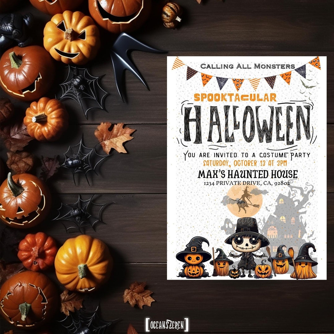 Editable Halloween Party Invitations Kids Halloween Party Etsy