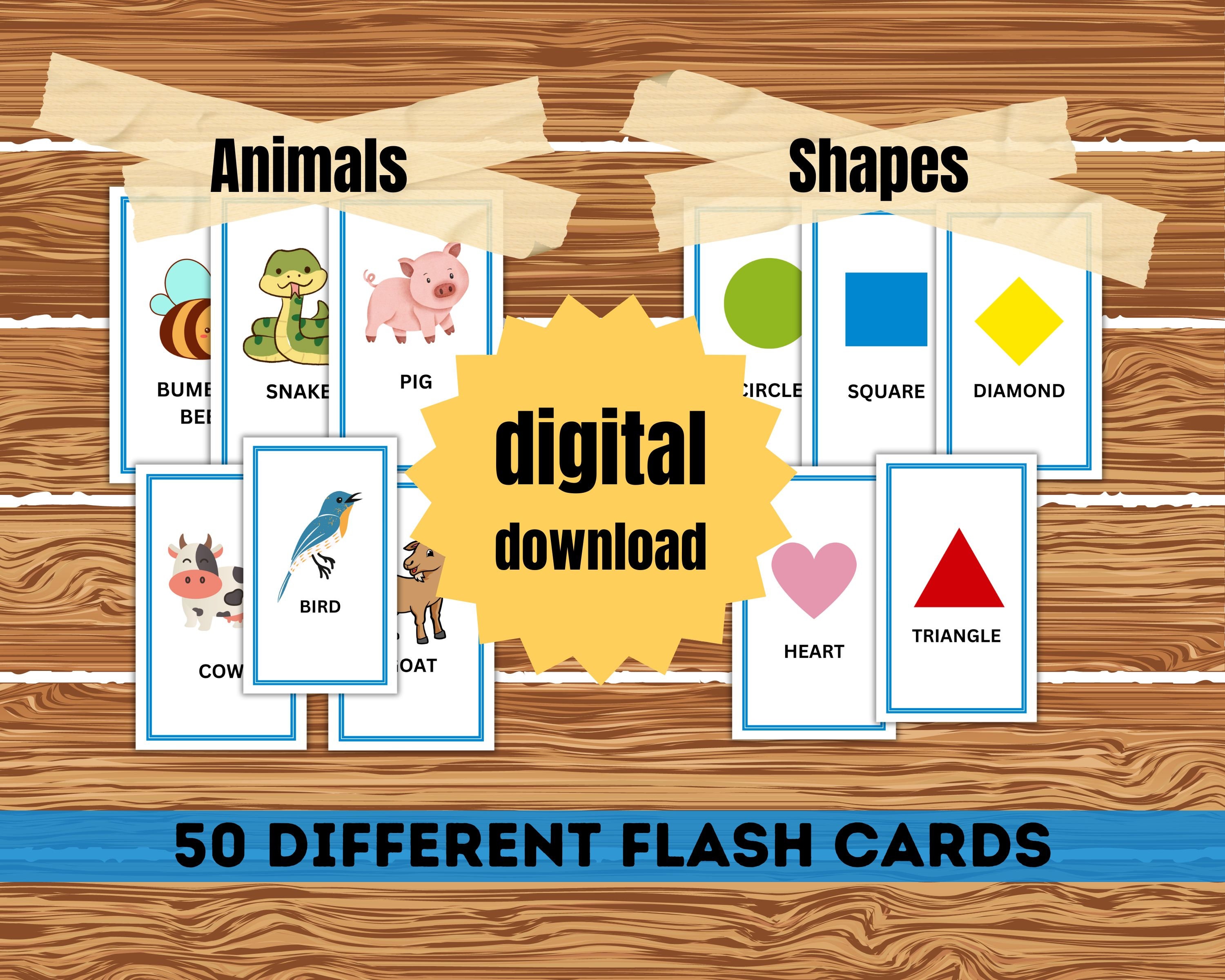 50 Printable Flash Cards for Kids, Pre-k Flash Cards, Fruits, Farm ...
