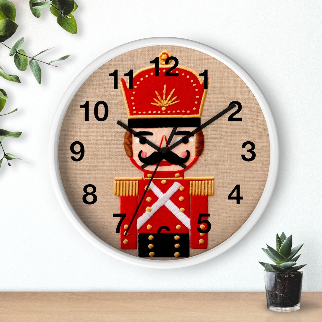 Classic Nutcracker Wall Clock, Customizable Options, Embroidery Charm ...
