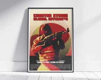 Counter Strike GO Poster - Retro Vector Technique | Gaming Wall Art | Digital & Printed Gaming Prints | Minimalistic Retro Home Decor