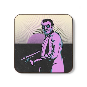 GTA Vice City Untersetzer - Retro Vektor Technik | Gaming Schreibtisch Zubehör | Bedruckter Gaming Untersetzer | Minimalistische Retro Home Decor
