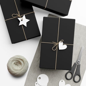 Black Wrapping Paper | Gift Wrap Papers | Eco Friendly | Matte or Satin | Birthday Gift | Simple Wrapping Paper for Wrapping Presents image 7