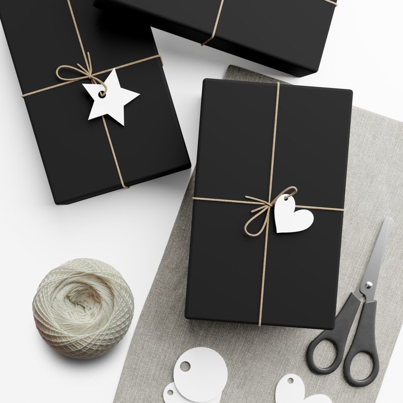 Black Wrapping Paper | Gift Wrap Papers | Eco Friendly | Matte or Satin | Birthday Gift | Simple Wrapping Paper for Wrapping Presents image 7
