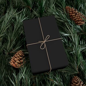 Black Wrapping Paper | Gift Wrap Papers | Eco Friendly | Matte or Satin | Birthday Gift | Simple Wrapping Paper for Wrapping Presents image 1