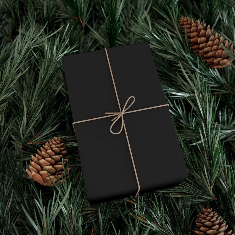 Black Wrapping Paper | Gift Wrap Papers | Eco Friendly | Matte or Satin | Birthday Gift | Simple Wrapping Paper for Wrapping Presents image 1